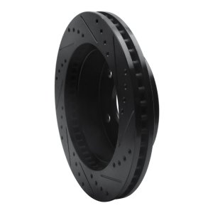 Dodge Ram 1500 Brake Rotor (1) - Front Left - R1 Concepts - Drilled & Slotted - Black - `00-`01